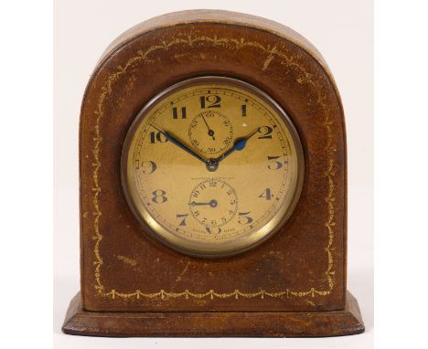 Johnston &amp; Court, an early 20th century mantle clock, the brass dial with black Arabic numerals and two subsidiary dials,