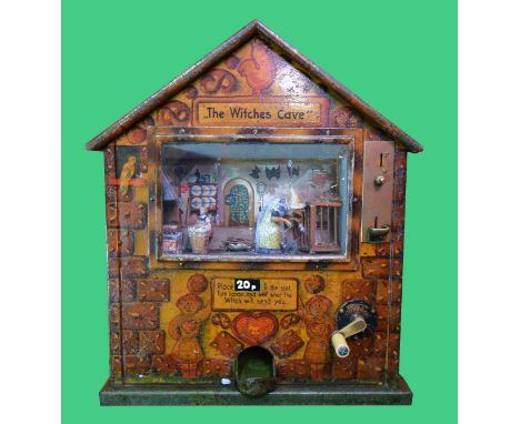 Witches Cave, delivery slot machine, c.1930's Germany, metal cased, 54 x 28 x 64cm, 20p play. Provenance; Watermouth Castle, 