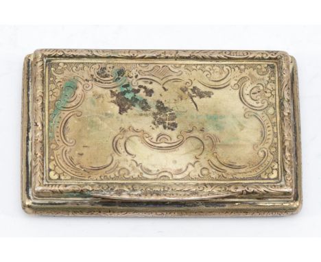 An Austrian silver snuff box, bearing control marks, of rectangular form with chased and cast decoration, 8 x 5cm, 2.2oz. 