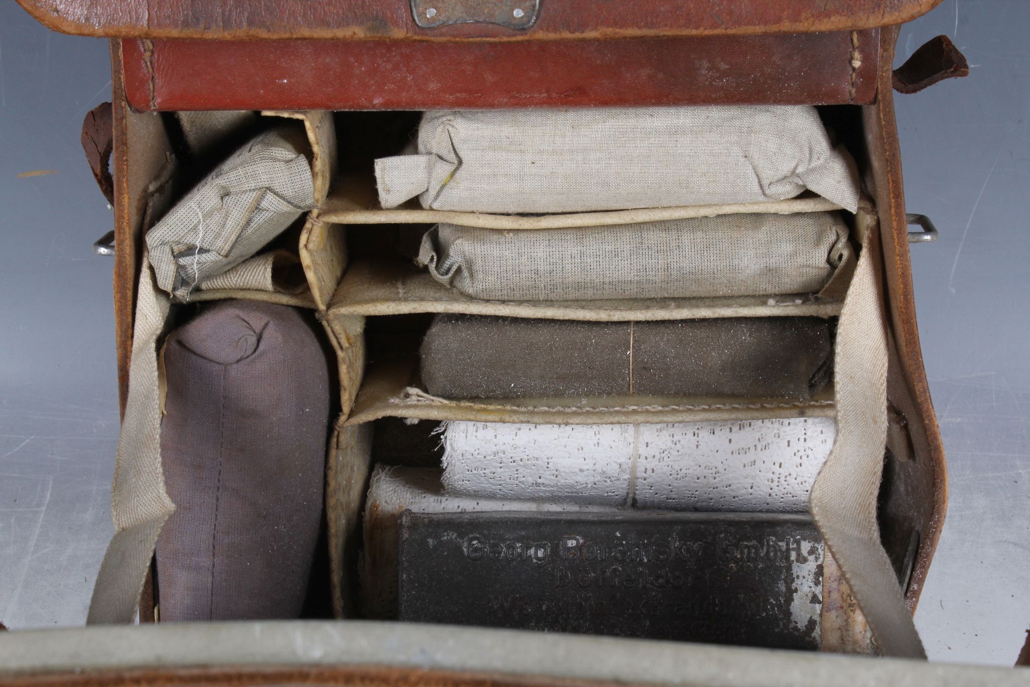 WW2 German Army First Aid kit with contents, circa 1942.