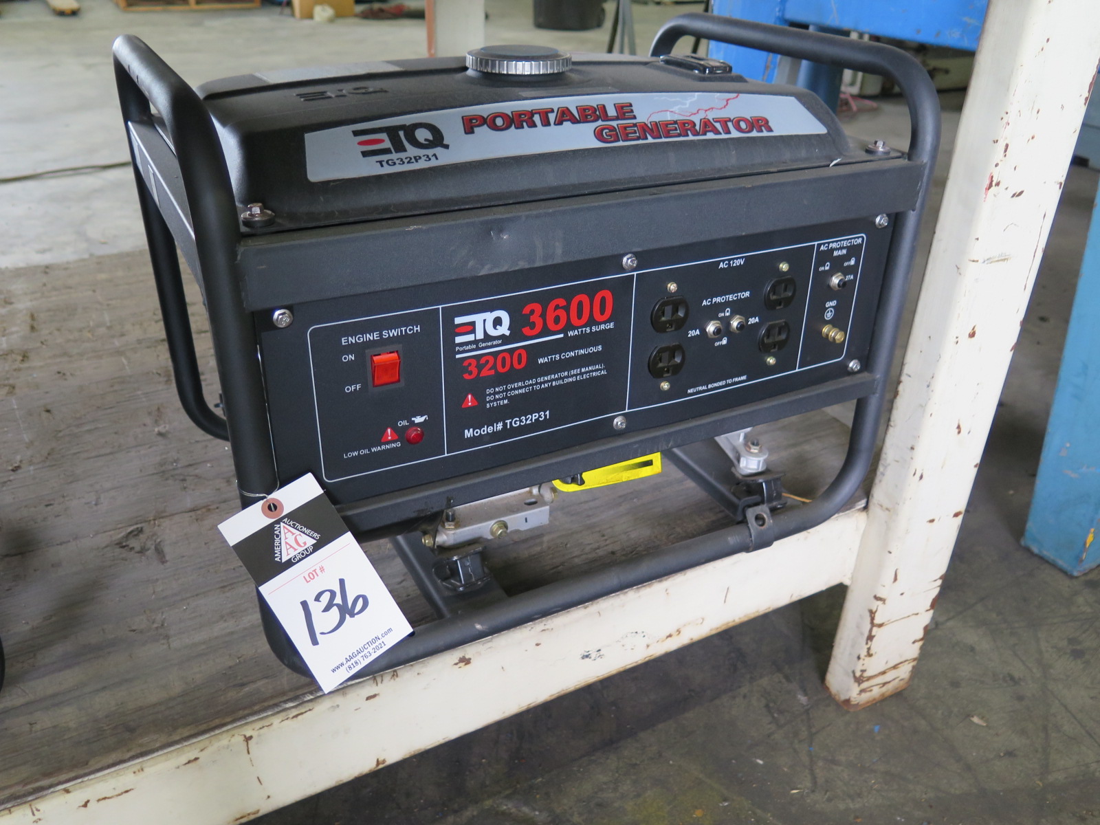 ETQ mdl. TG32P31 3200 Watt Gas Generator