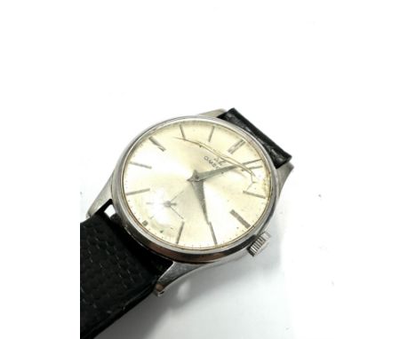 Vintage Omega manual wind gents wristwatch cal 266 steel cased crack to glass the watch is ticking 