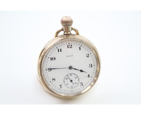 Mens Elgin Open Face POCKET WATCH Rolled Gold Hand Wind Working 