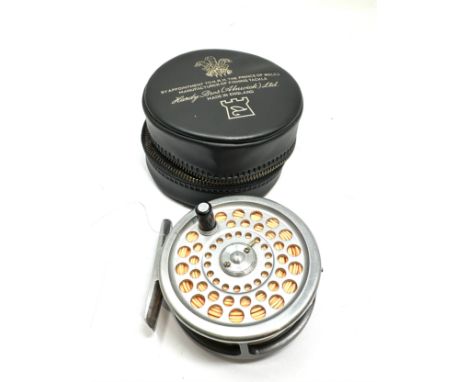 Vintage Hardy Marquis Number 5 Trout Fly Reel with hardy brothers Zipped Case 