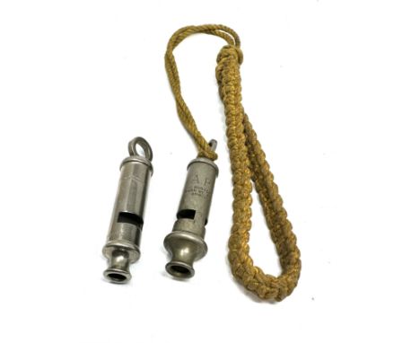 Vintage Working A R P Whistle by J. Hudson &amp; Co, Barr St Hockley Birmingham and the metropolitan whistle 