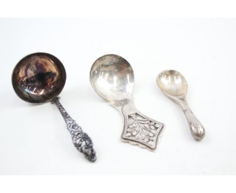 3 x .925 &amp; .930 silver spoons inc caddy etc 