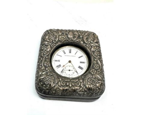 Antique silver travel case &amp; open face pocket watch  the watch is not ticking 