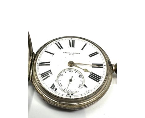 Antique full hunter fusee silver open face pocket watch Brock London  the watch is not ticking balance spins freely 