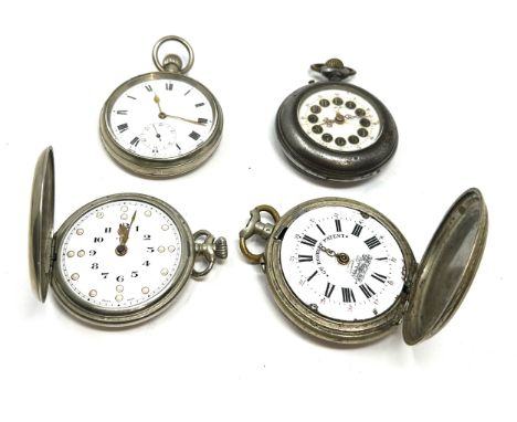 4 Vintage pocket  watches cyma brialle &amp;  roskopfe etc spares or repair 