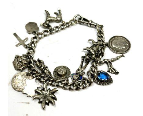 Vintage silver watch chain charm bracelet weight 50g 
