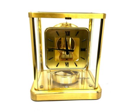 Jaeger lecoultre Atmos 13 jewel 540 brass &amp; glass mantel clock measures approx height 23cm by 20cm by 15cm the clock is i