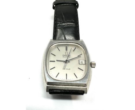 Vintage Gents Omega quartz Deville wrist watch the watch is not ticking possibly needs replacement battery 