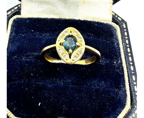 Vintage 18ct gold sapphire &amp; diamond ring weight 2.5g xrt tested as 18ct gold 