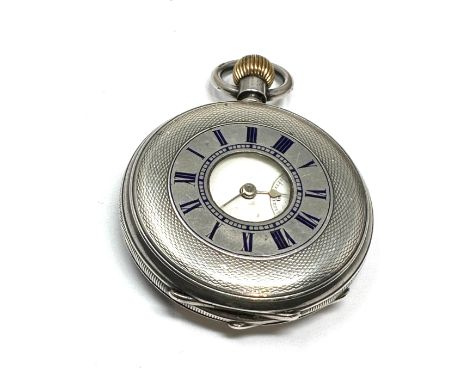 Antique silver half hunter pocket watch  the watch is not ticking 