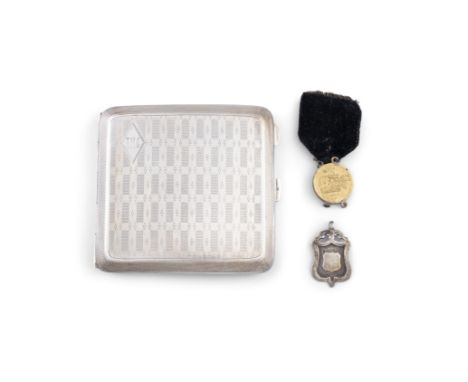 A SILVER PRESENTATION CIGARETTE CASE,Birmingham, c.1924, mark of W.H Haseler Ltd, with engine cut decoration, monogrammed to 