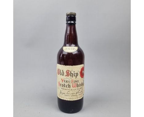 Old Ship Very Fine Scotch Whisky Circa 1950's - 30 Under Proof/70 Proof, No Capacity stated.   Bottled by Joseph Travers & So