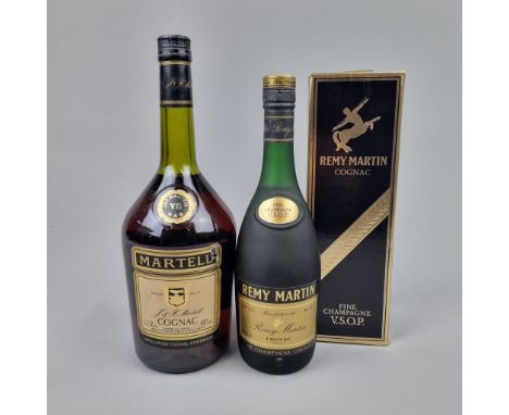2 Bottles Cognac to include: Martell Three Star VS Cognac circa late 1980's early 1990's and Remy Martin VSOP Fine Champagne 