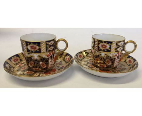 2 Davenport Imari tea cups & saucers. Pattern 2614 with red printed mark for 1870 to 1886.