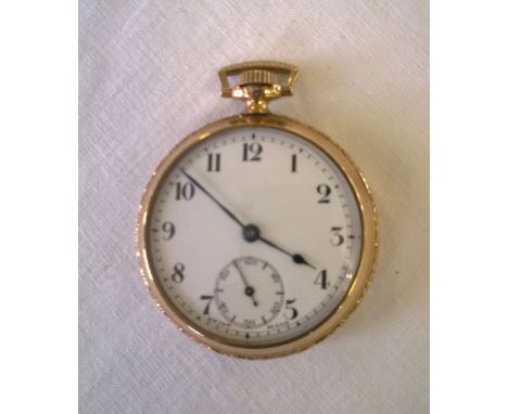 A vintage Elkin USA 'Ramora' pocket watch in working order, Swiss movement with 15 jewels, enamel dial with second hand.  Cas