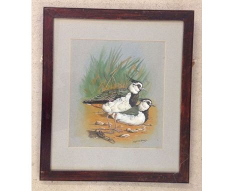 Peter R. Holmes watercolour of 2 estuary birds. 39 x 34cm framed & glazed.