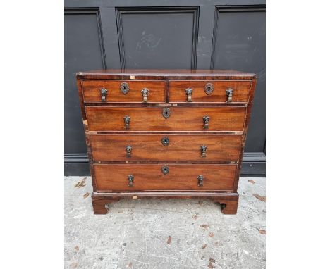 A George III mahogany chest of drawers, with caddy top, 86cm wide.&nbsp; 