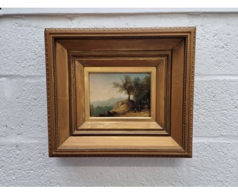 James Poole, figures on a country path, signed,&nbsp;oil on canvas, 15.5 x 22cm.&nbsp; 