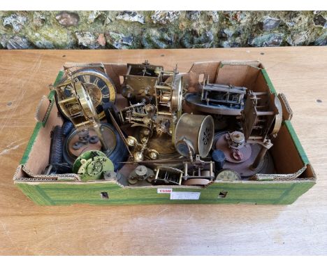 A selection of clock parts, to include anniversary clocks; and a rosewood five dial banjo barometer, (a.f.). 