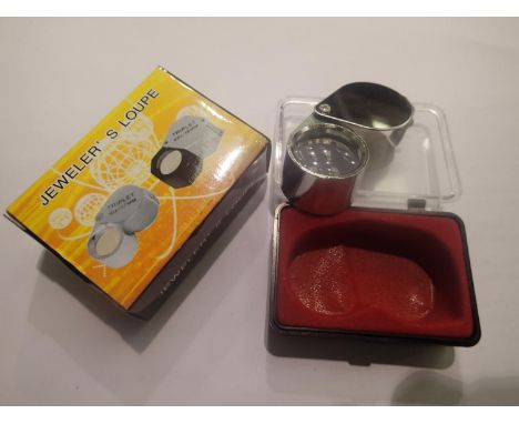 Boxed 30 x 21 stainless steel folding loupe with carry box. P&amp;P Group 1 (£14+VAT for the first lot and £1+VAT for subsequ