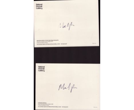Martin Parr, photographer. Two National Portrait Gallery 6x4 inch photo postcards, both signed to the back as usual. He is kn