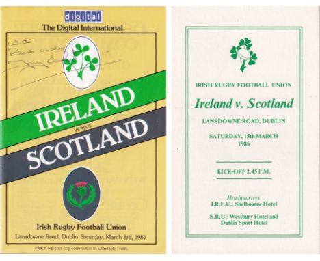 Autographed TONY WARD / IRELAND : An official programme for Ireland's Five Nations encounter with Scotland at Lansdowne Road 