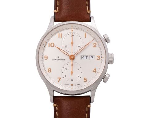 JUNGHANS Meister Attaché Ref 027/4551 Herren Chronograph. Edelstahl. Glasboden. Automatik-Werk in funktionsfähigem Zustand. S