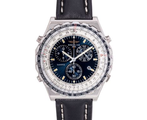 BREITLING Jupiter A59028 Quartz Herren Armbanduhr. Edelstahl. Bidirektionale Lünette mit Tachymeterskala, Windrose und  logar