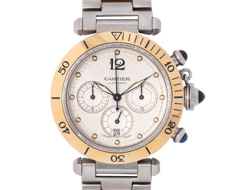 CARTIER Pasha de Cartier Chronograph Ref. 2113 Herren Armbanduhr. Erstkauf 12.07.1999 bei Cartier in Stuttgart. Edelstahl/Gel