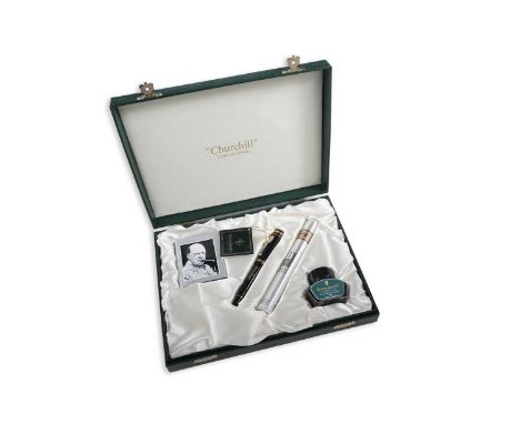 A commemorative fountain pen: a modern limited edition ‘Churchill’ boxed set to include: an oversize fountain pen, black with