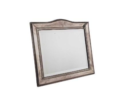 A George V silver mounted mirror frame of rectangular outline with an arched surmount, inscribed ‘Gracie’, with a bevelled gl