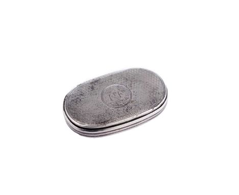 A Victorian silver ‘puzzle opening’ vesta case, rectangular with rounded ends and engine-turned decoration, initialled ‘FF’ o