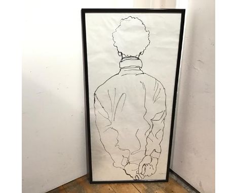 Dylan Simon, Portrait of a Man from Rear, ink on paper, signed bottom right (90cm x 42cm)