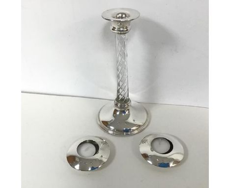 A pair of Mappin &amp; Webb Birmingham silver tea light holders, both marked 925 (d.8cm) (90.28g) and an Edinburgh silver can