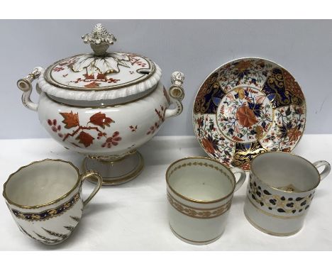 Early 19thC ceramics including Worcester lidded jar a/f, Derby etc.