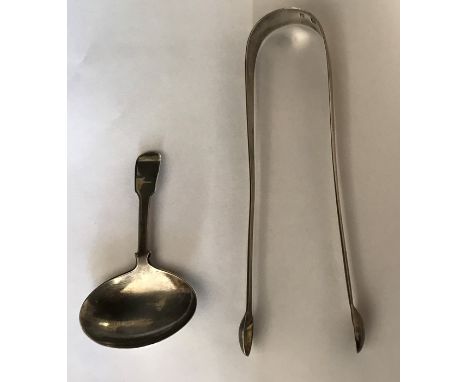 Late 18thC sugar nips with silver caddy spoon 1790 Birmingham Joseph Willmore, 37.3gms. 