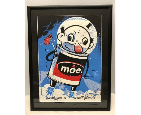 Framed poster print, Jay Vollmar, Moe, Boulder, Co 2007 screenprint. 59 x 43cms. Ltd Edition. 52/175 signed. 