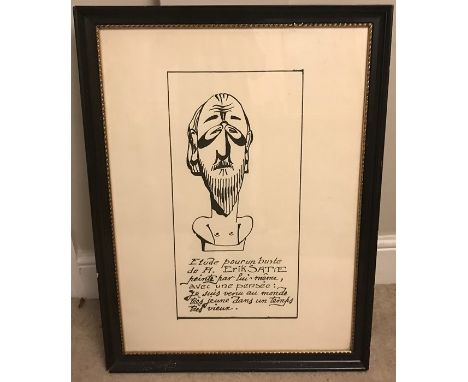 Erik Satie self portrait print. 74 x 55cms. 