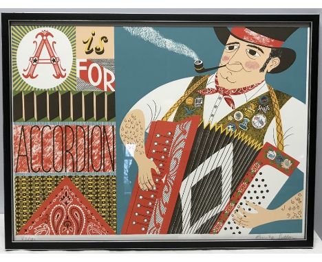 Emily Sutton signed Ltd Edition. 73/75 print. A is for Accordion. 52 x 70cms w. 