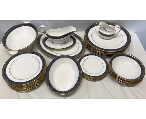 Spode Dauphin dinnerware, blue and gilt decoration. 37 pieces. 