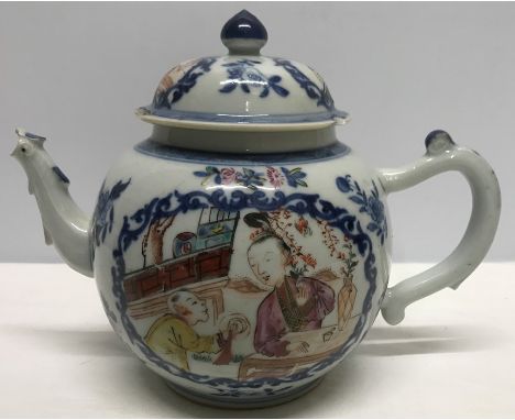 Chinese 18thC teapot a/f chips to lid rim, spout and hairline crack to body.