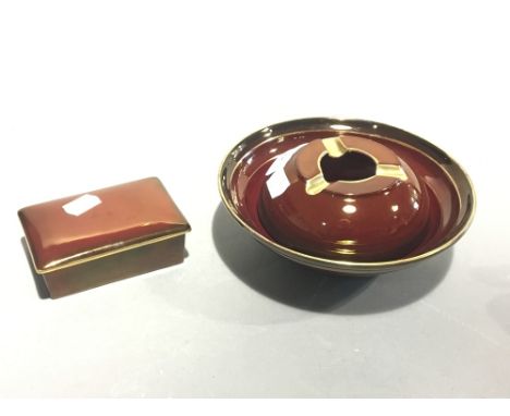 A Carlton Ware Rouge Royale ashtray and a trinket box