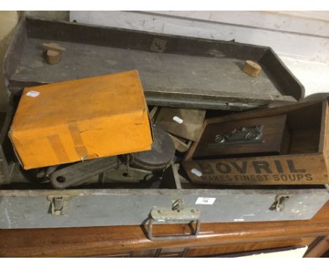 A vintage tool box and tools
