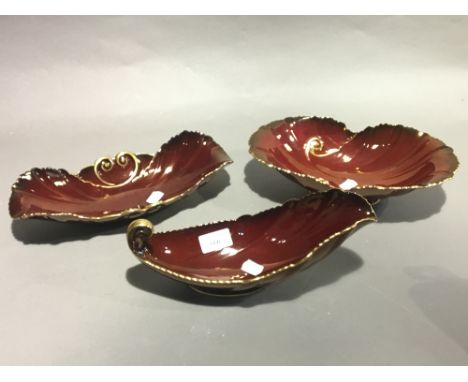 Three Carlton Ware Rouge Royale dishes