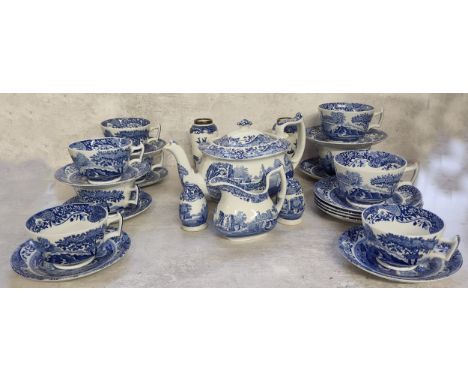 Blue &amp; white including a pair of&nbsp;Robert Pringle &amp; Sons white metal mounted vases; Spode Italian pattern part tea