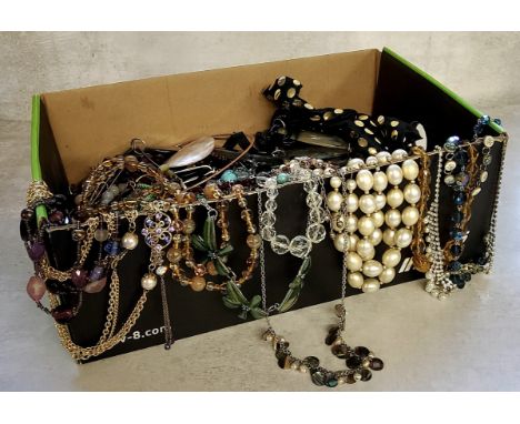 Costume jewellery, a quantity of vintage and later necklaces including bead, faux pearls and faux pearls etc. 